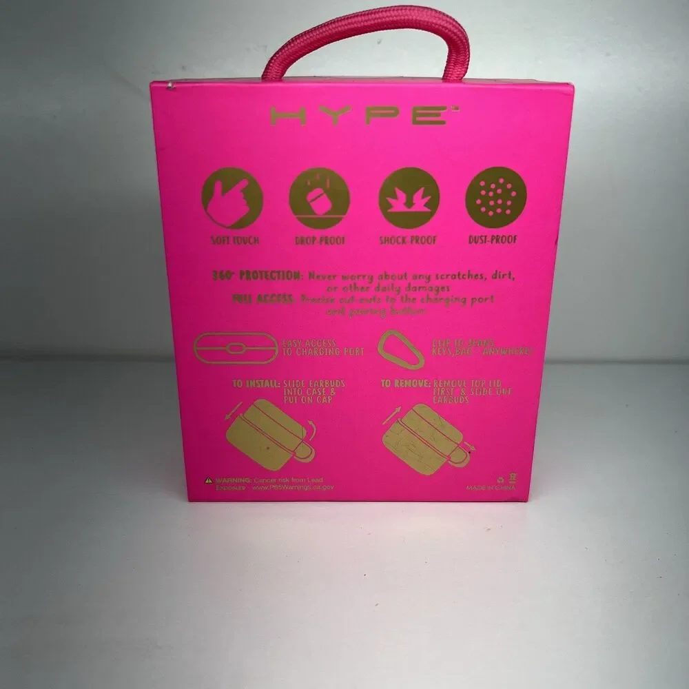 AirPods Pro Hype Carrying Case Soft Touch Clip Drop Shock Proof - Pink- 3rd Gen